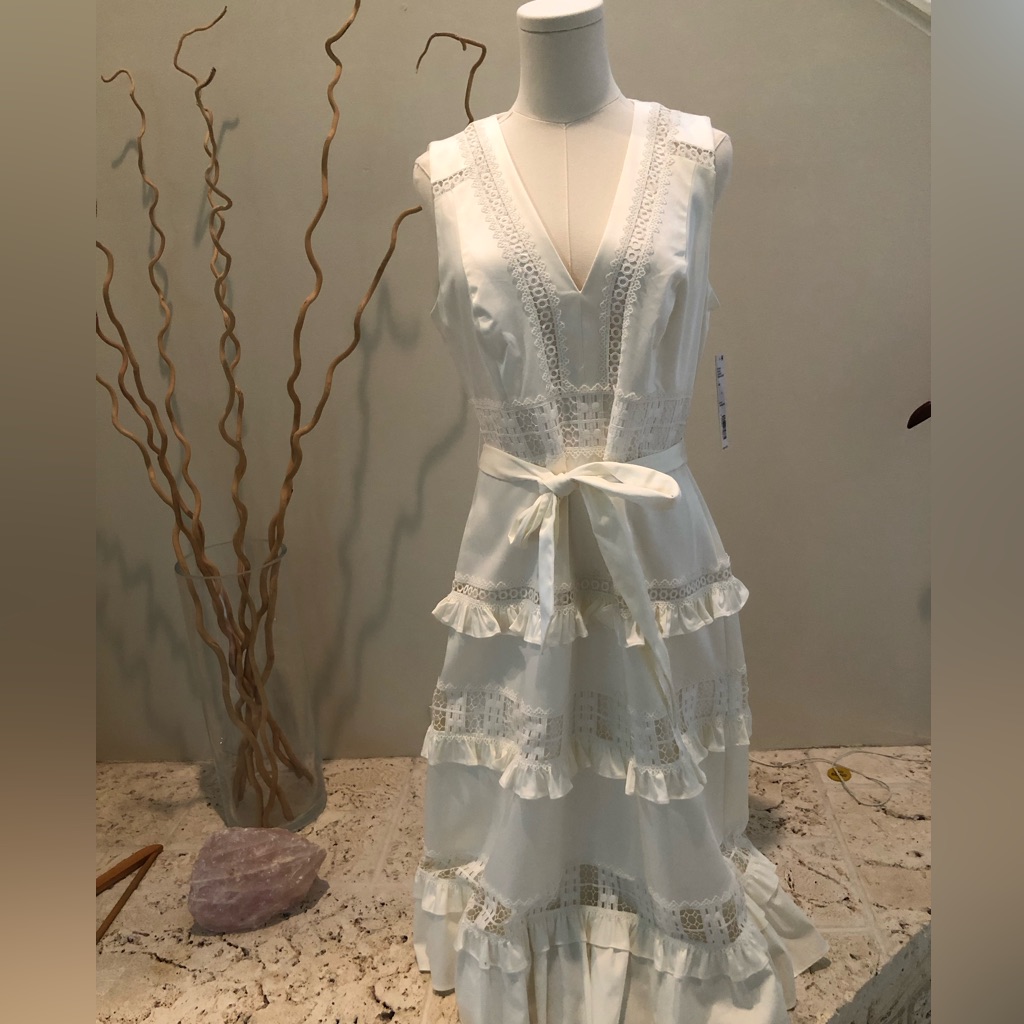 White Sleeveless Dress. Lined